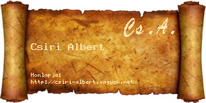 Csiri Albert névjegykártya